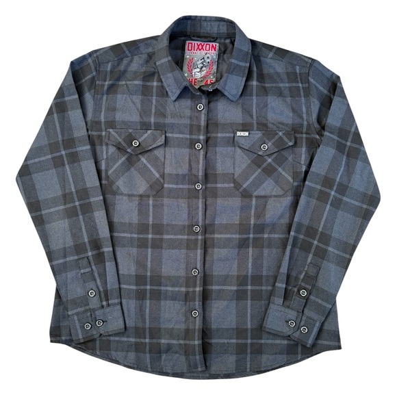 DIXXON Tops - Dixxon Flannel Co. The .45 Black / Grey Plaid Button Down Shirt Women’s Size XL